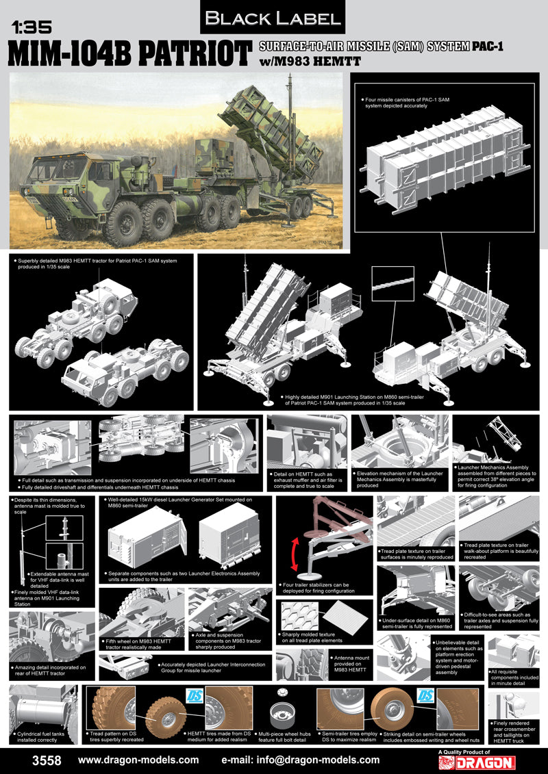 1/35 MIM-104B Patriot Surface-To-Air Missile (SAM) System (PAC-1 