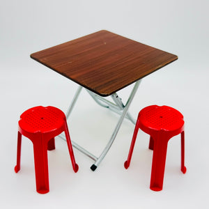 mimo miniature -MIMO Furniture Series - Folding Table and Red Stools (No.15533)