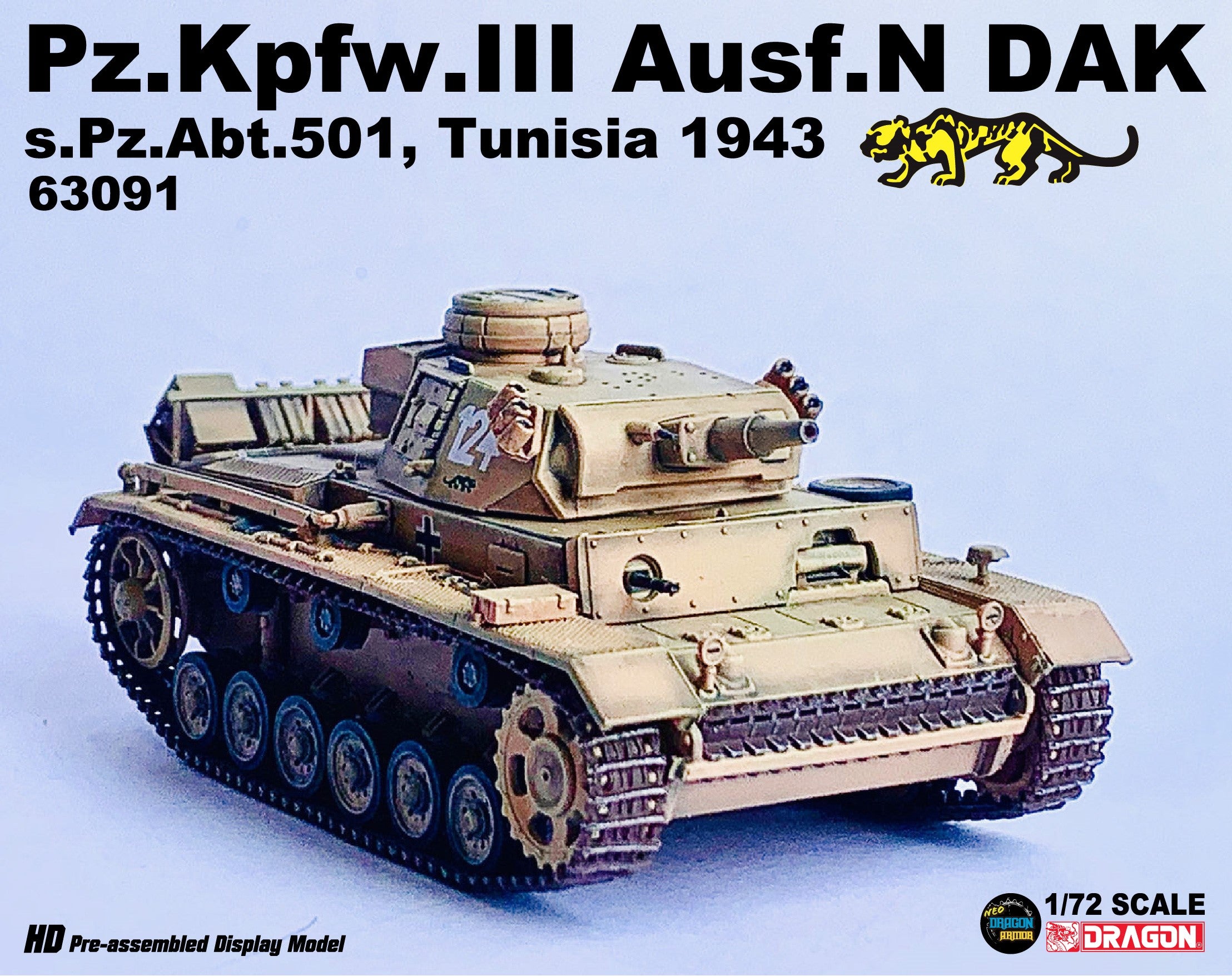 63091 - 1/72 Pz.Kpfw.III Ausf.N DAK s.Pz.Abt.501 Tunisia 1942/43 (w/