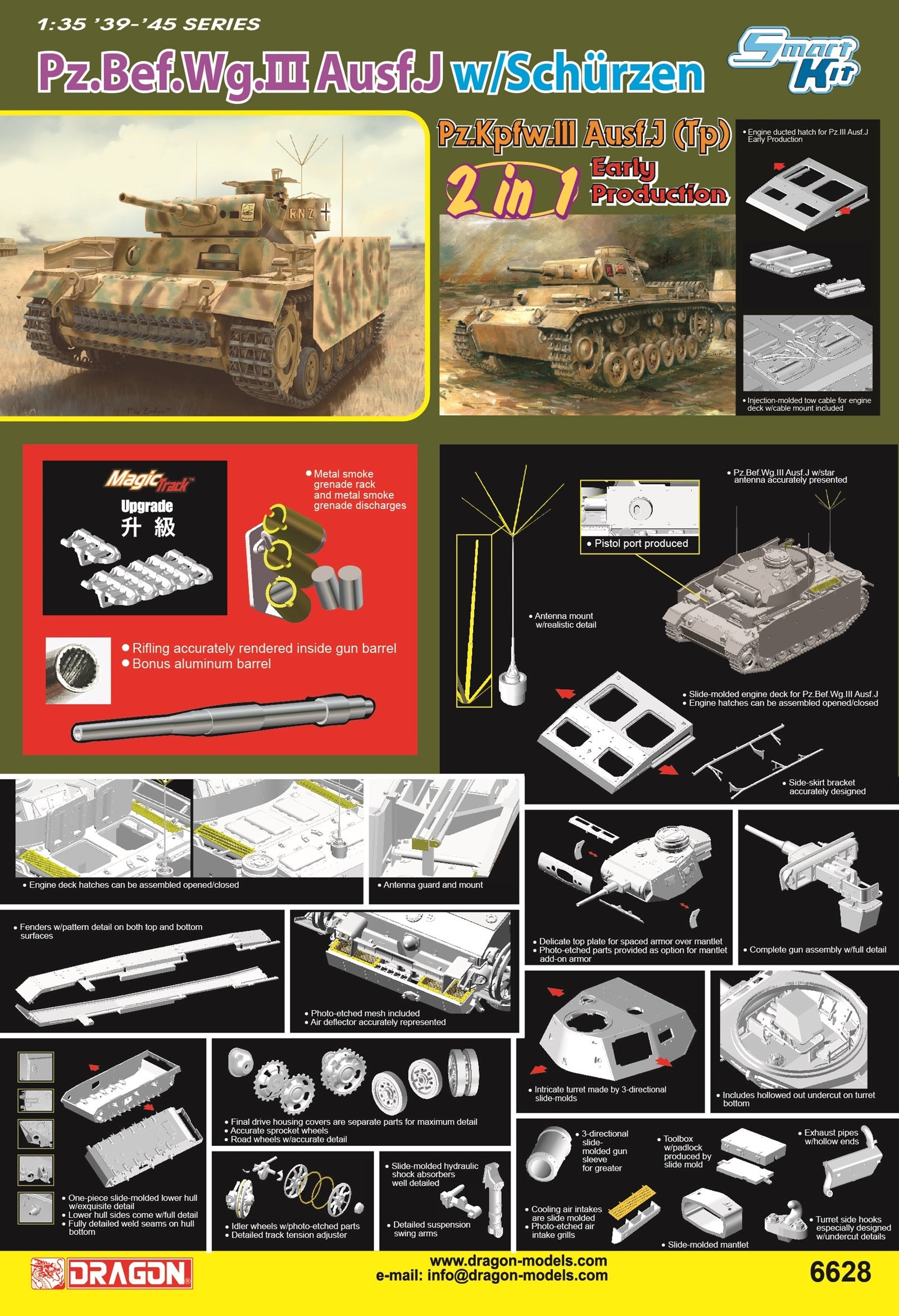 1/35 Pz.Bef.Wg.III Ausf.J / Pz.III Ausf.J (Tp) Early Production (2 in – Cyber  Hobby