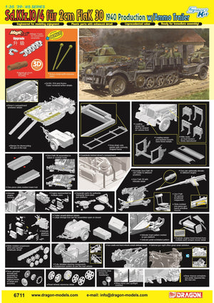 1/35 Sd.Kfz.10/4 für 2cm FlaK 30 1940 Production w/Ammo Trailer