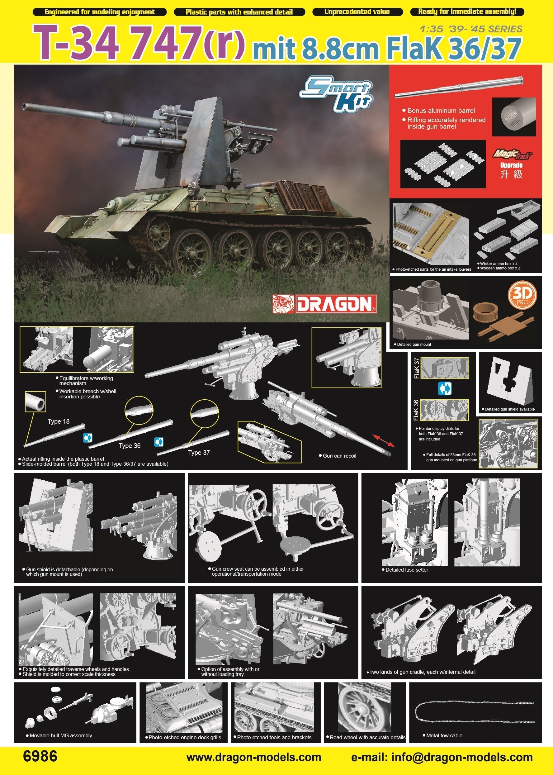 1/35 T-34 747(r) mit 8.8cm FlaK 36/37 – Cyber Hobby