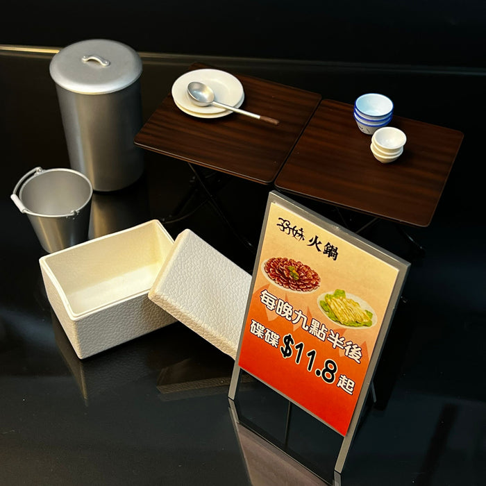 mimo miniature - Hotpot Food Stall 孖妹火鍋 Set B - Square Table & Banner Stand