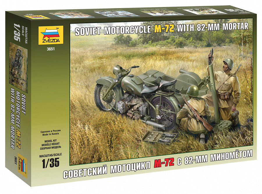 1/35 Soviet Motorcycle M-72 with 82-mm Mortar – Cyber Hobby